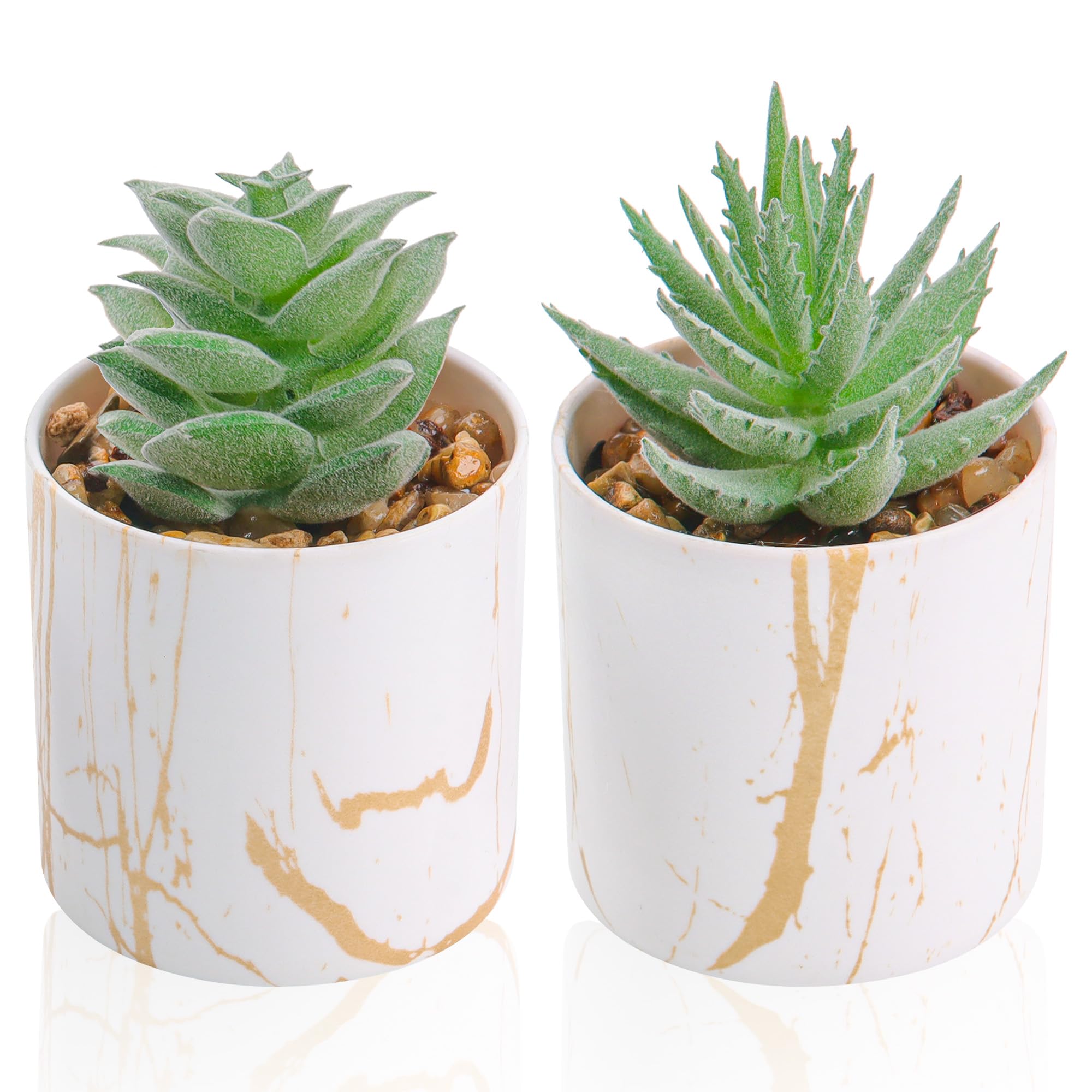 Der Rose 2 STÜck Sukkulenten Pflanzen Künstliche Mini Gefälschte Sukkulenten Pflanzen für Home Office Schreibtisch Zubehör für Frauen