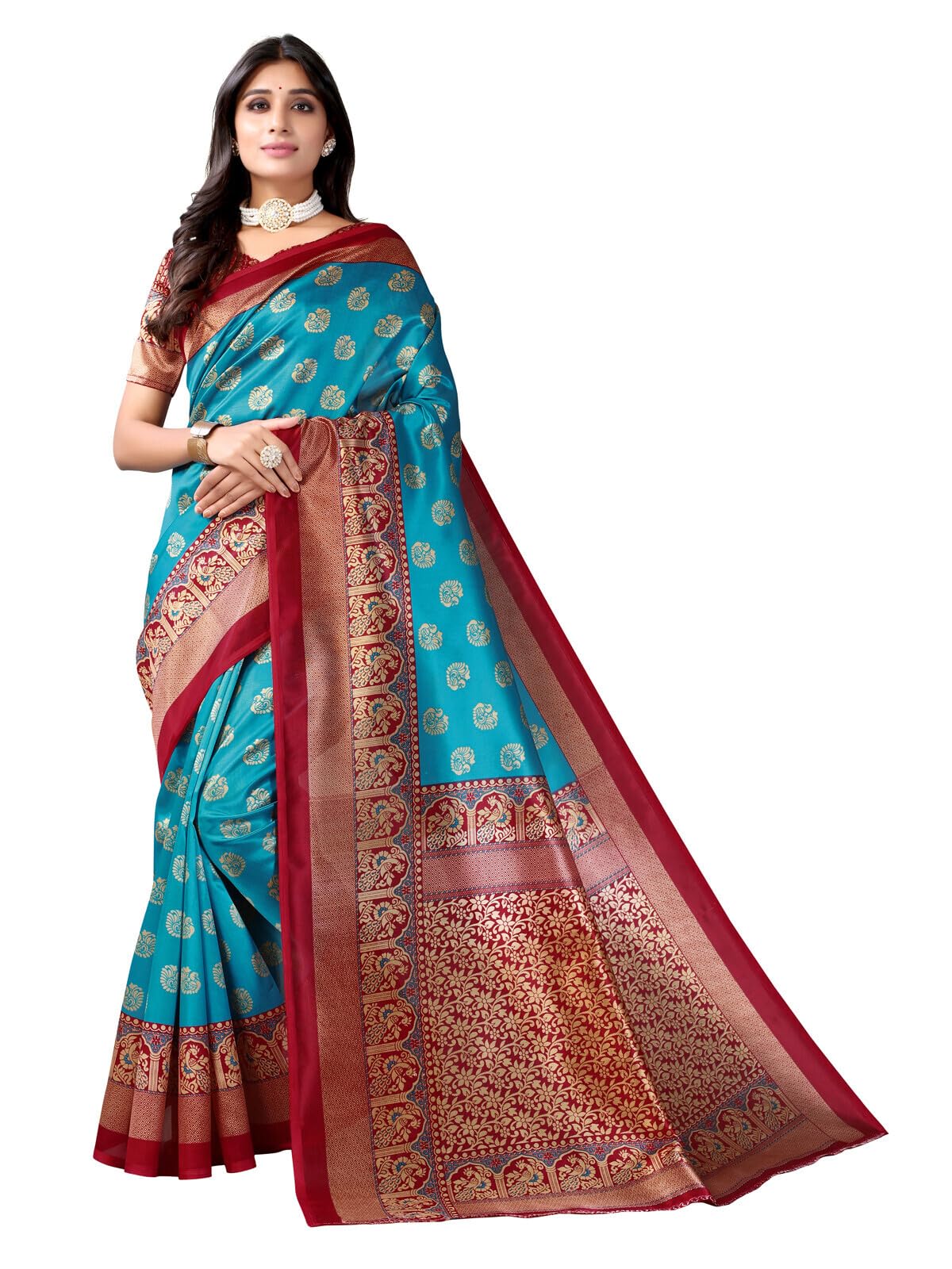 shiv textiles Women's Art Silk Paisley Saree-picture-3