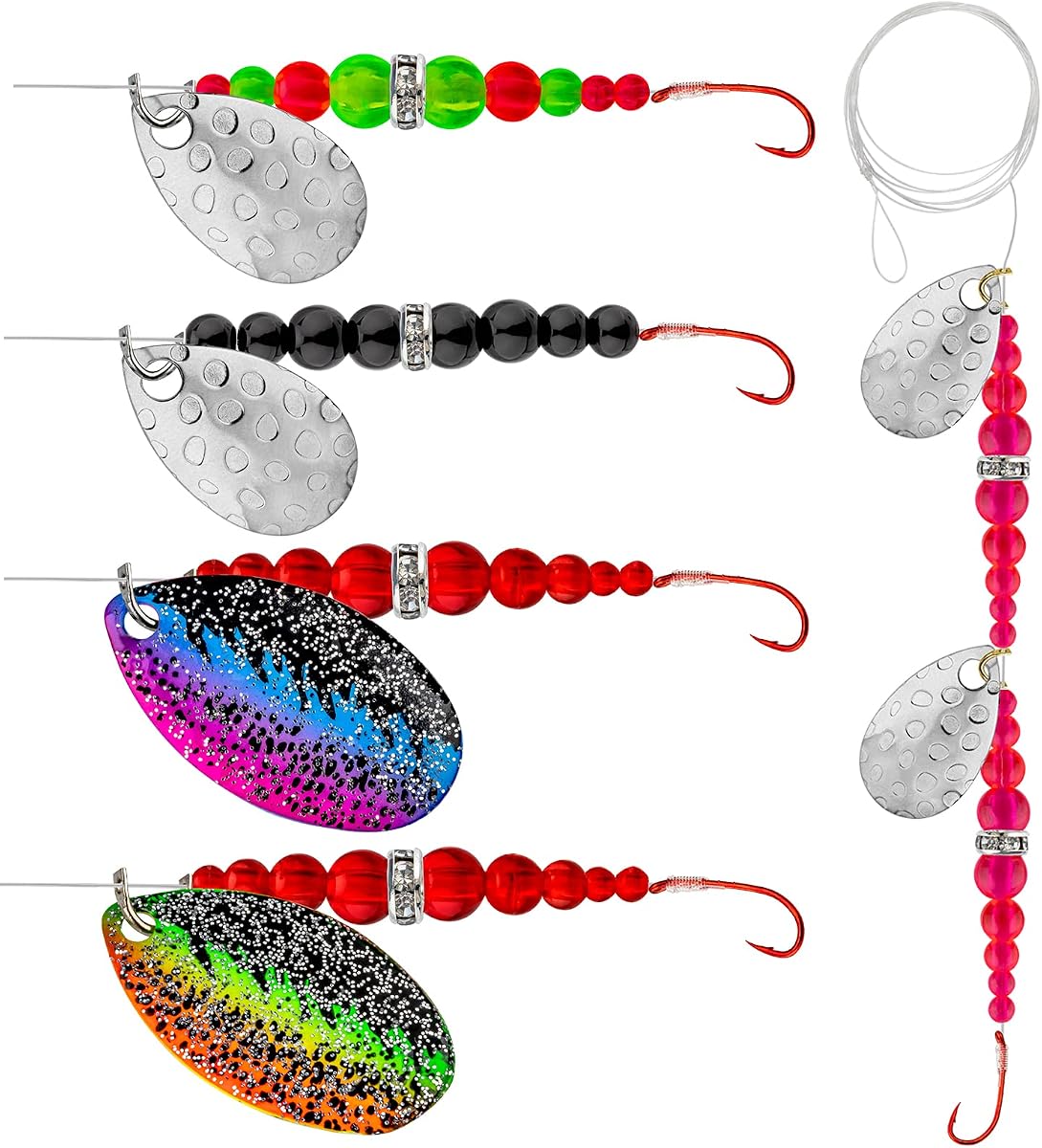 QualyQualy Fishing Lure Rig Spinnerbait, Walleye Rig Spinner Blades for Lure Making Freshwater Saltwater Fishing Bait Rig
