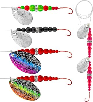 QualyQualy Fishing Lure Rig Spinnerbait, Walleye Rig Spinner Blades for Lure Making Freshwater Saltwater Fishing Bait Rig