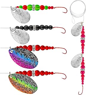 QualyQualy Fishing Lure Rig Spinnerbait, Walleye Rig Spinner Blades for Lure Making Freshwater Saltwater Fishing Bait Rig