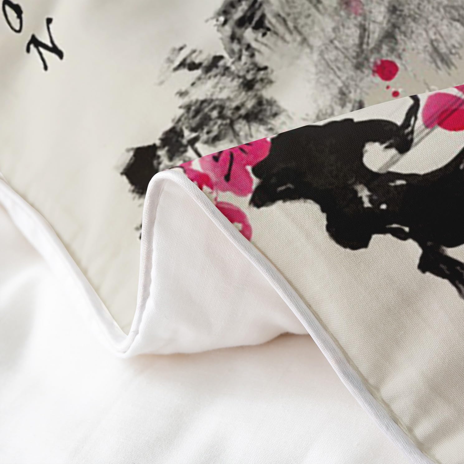 Loussiesd Japanischer Stil 100% Baumwolle Bettwäsche Set,Japanische Ukiyoe Bettwäsche-Set Zimmer Dekor,Weich Sakura Blume Traditionelles Retro Thema Rosa Dekorative Bettwäsche 135x200cm