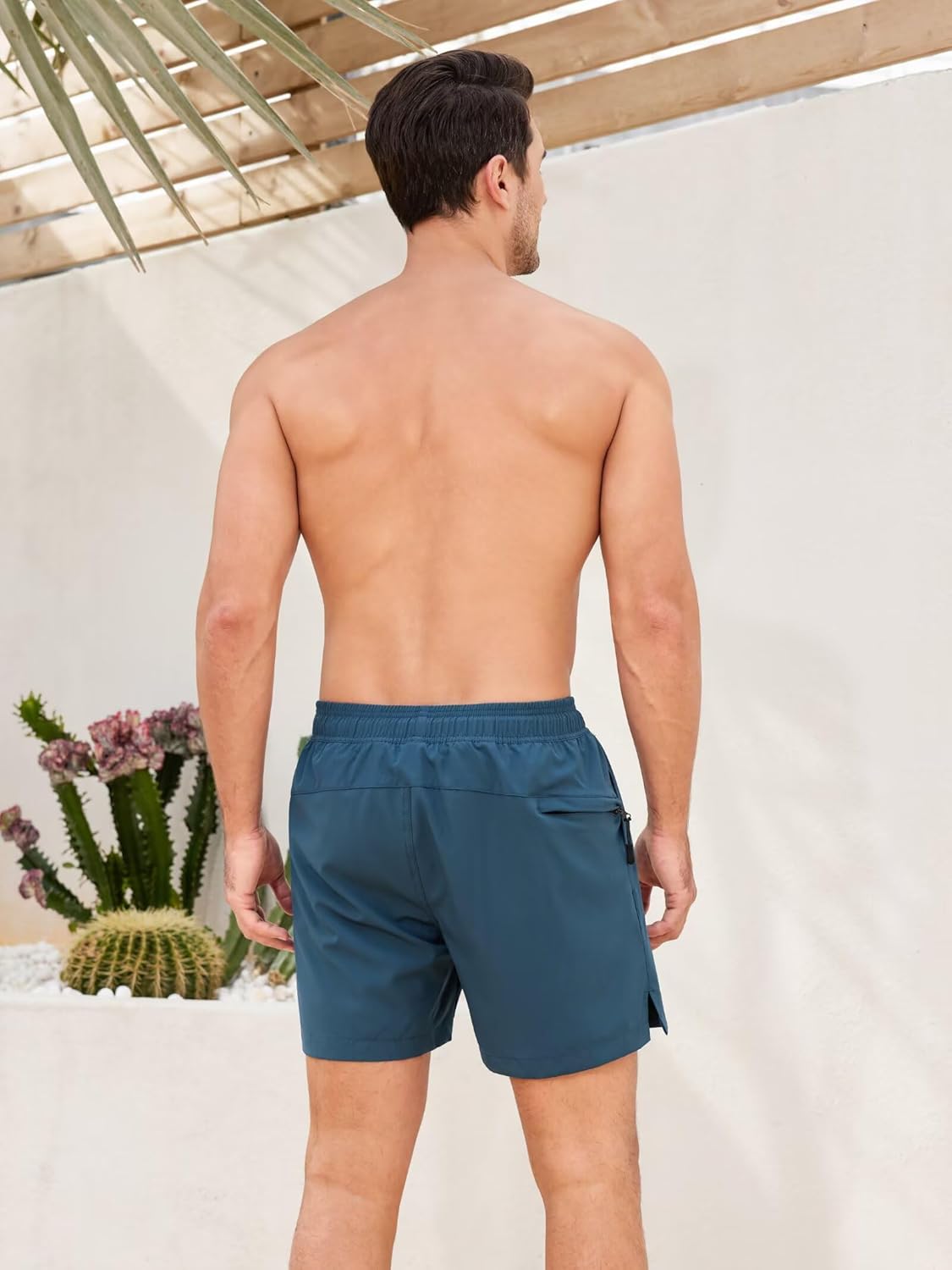 SILKWORLD Men's Swim Trunks Quick Dry Bathing Suits 6 Inch Swimming Shorts with Compression Liner and Zipper Pockets - Image 4