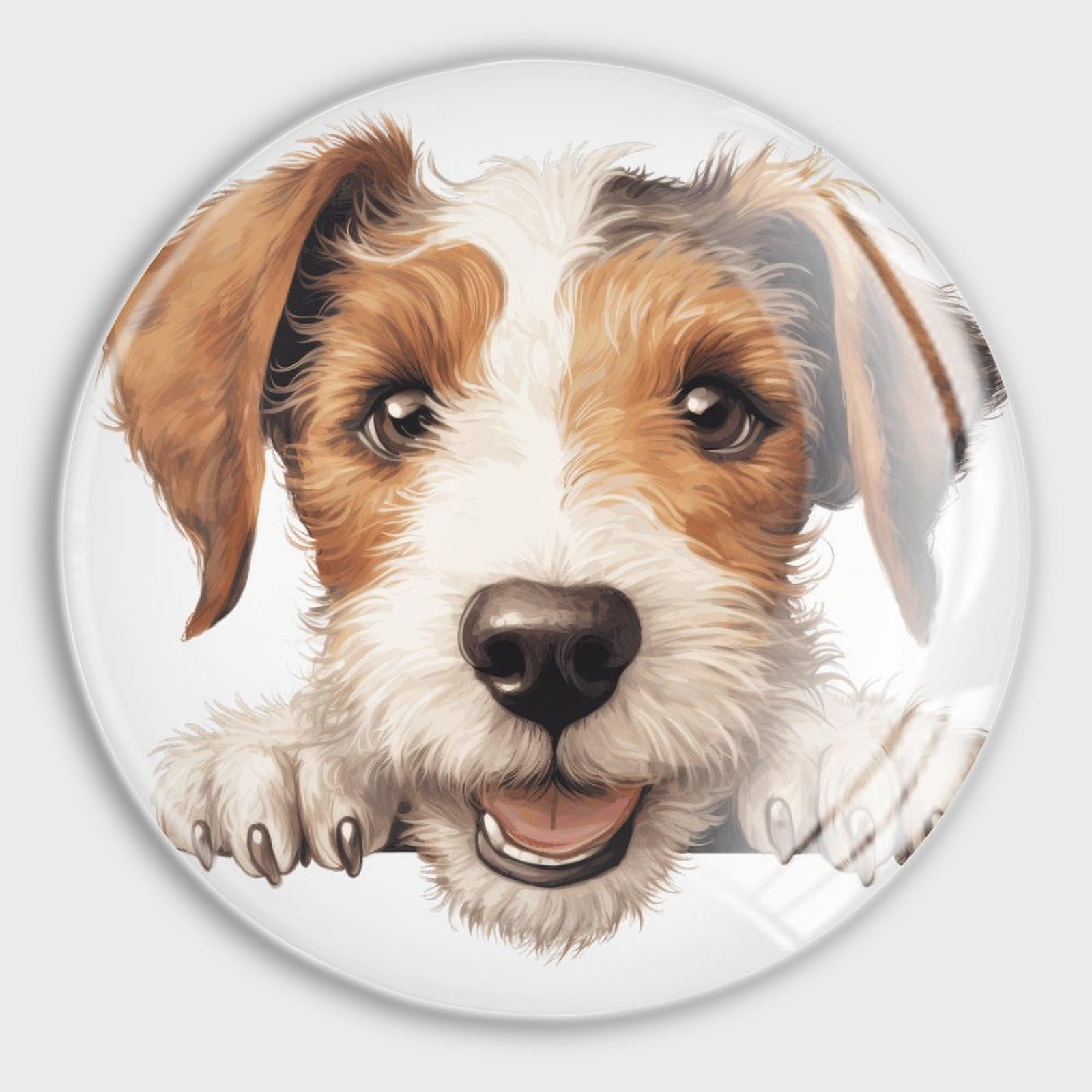 Aimant de réfrigérateur Wire Fox Terrier en verre | Lot 4 aimants puissants tableau blanc et bureau