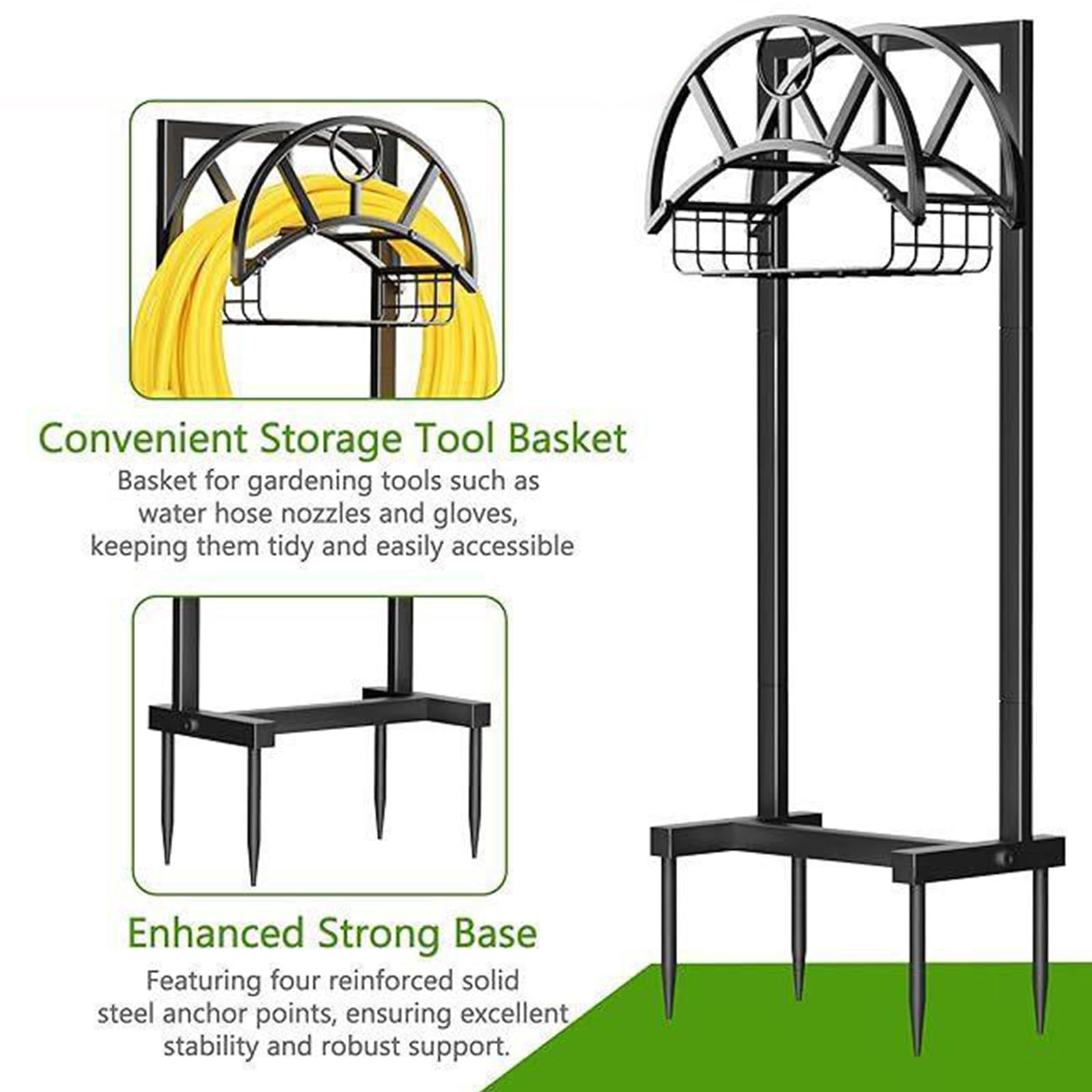 Supporto per Tubo da Giardino in Ferro Servizio con Base Ampia e picchetti a per Un ' organizzazione Stabile ' irrigazione Robusto Supporto per Tubo da Giardino