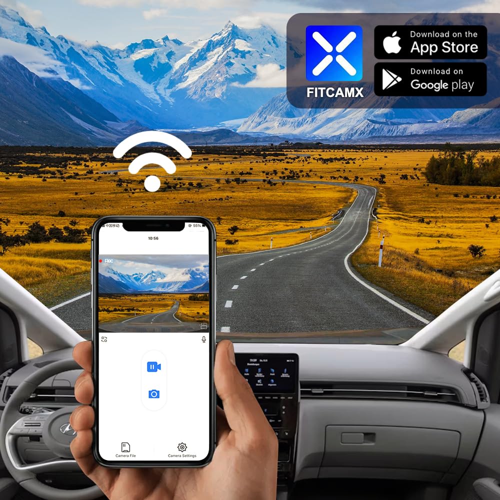 Fitcamx Dashcam 4K Convient pour Hyundai Staria 2021 2022 2023 2024 2025 (HD2-CG500), OEM Caméra de Voiture, 2160P UHD Video WiFi, G-Capteur, Enregistrement en Boucle, WDR, Plug & Play, Carte 64Go