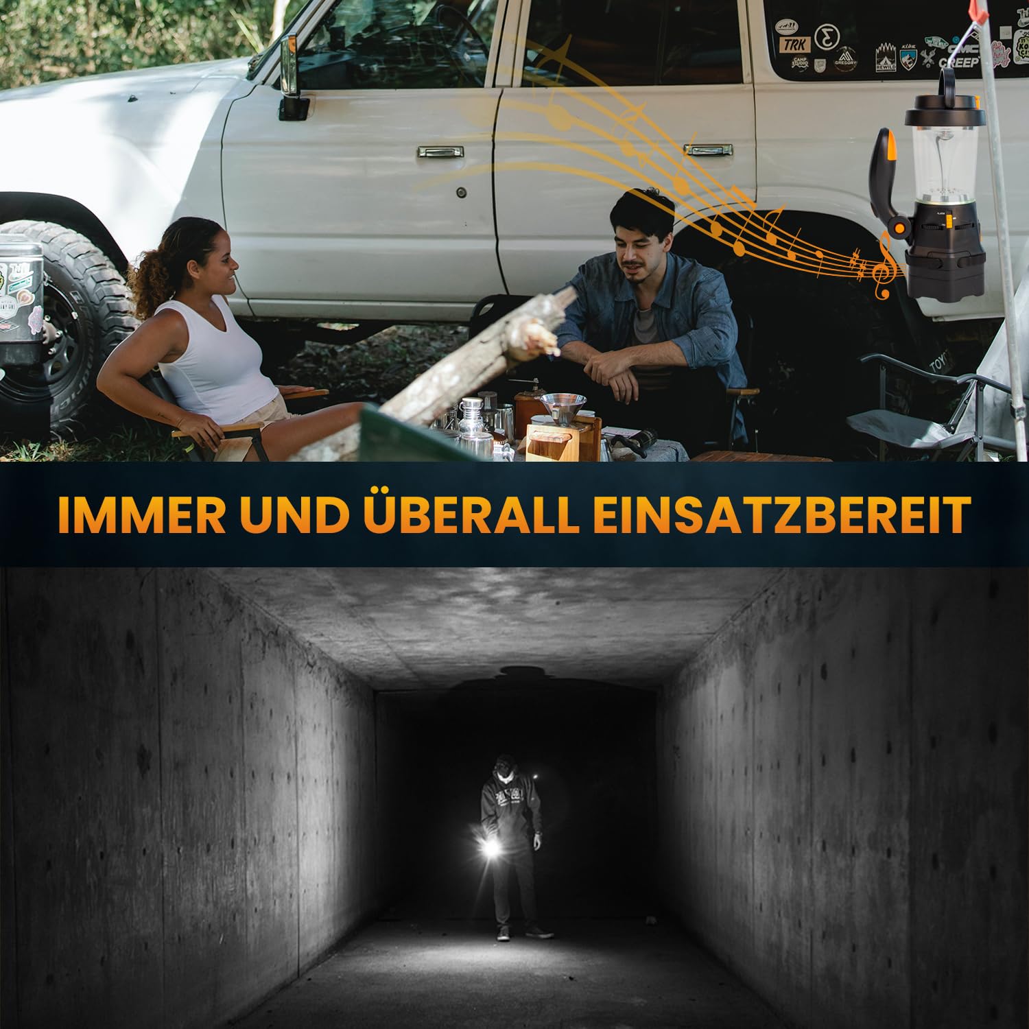 4in1 LED Laterne aufladbar | Notfallradio | Powerbank | Handyladegerät | SOS-Sirene | optimal bei Stromausfall, Blackout, Camping und Freizeit