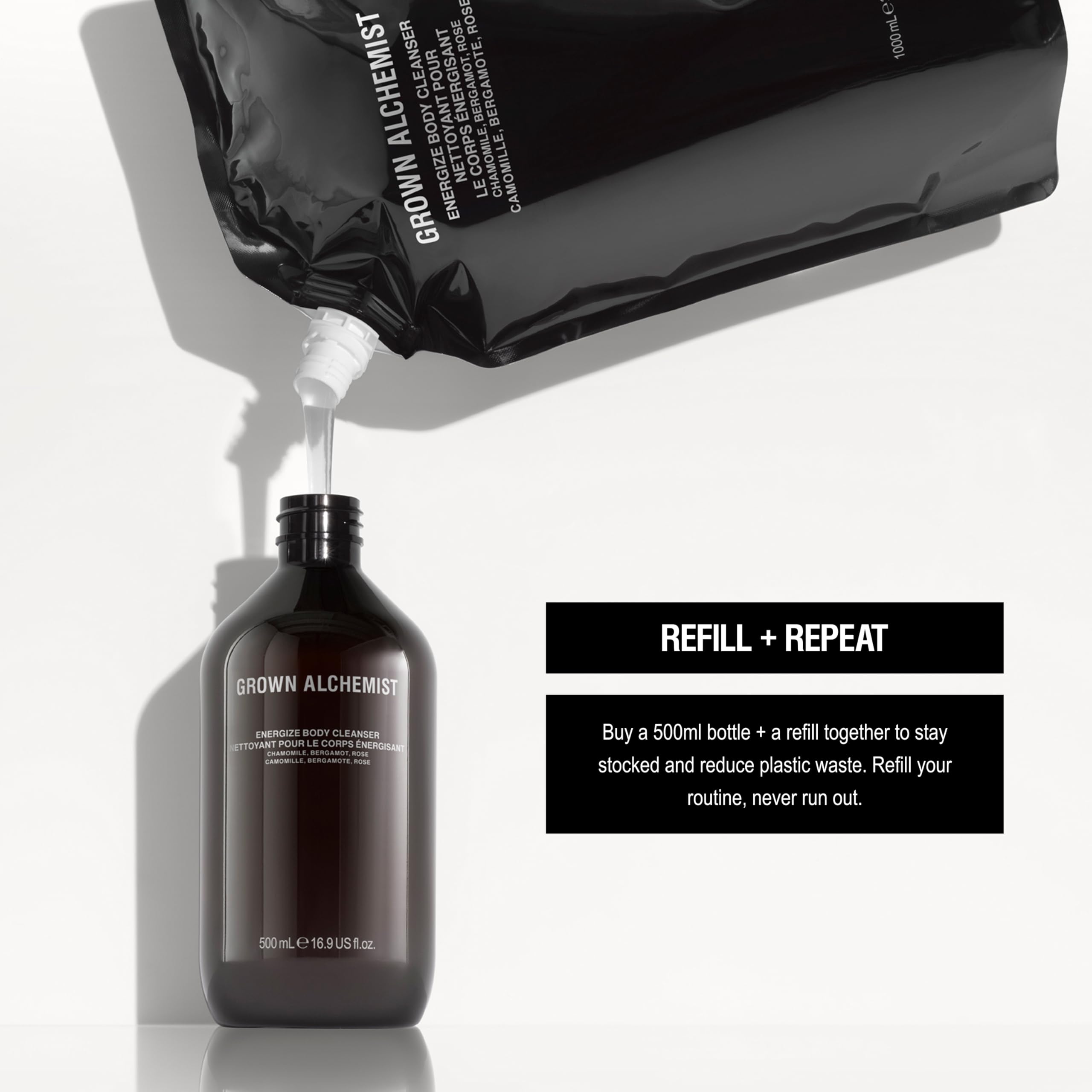 Grown Alchemist Energize Body Cleanser, Kamille, Bergamotte, Rose - Bio Body Wash, sanftes Peeling, feuchtigkeitsspendendes Shower Gel, natürliches Cleansing, antioxidatives Duschgel