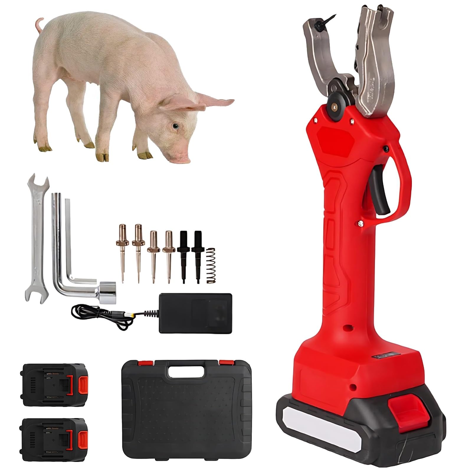 MRKU Ear Tag Pliers,Cordless Livestock Tagging Tool Cattle,Sheep,Pig with Rechargeable Batteries and Needles,Handheld Plier