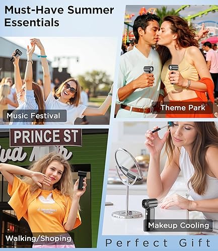 Miniatura 8 de Ventilador de mano portátil, mini ventilador turbo ajustable de 100 velocidades, batería recargable de 6000 mAh, 30000 rpm, fuerte flujo de aire,