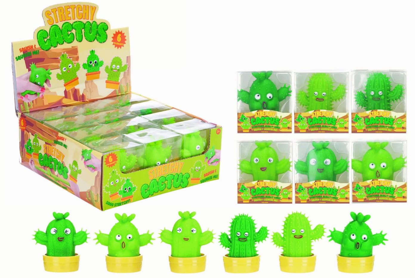 Stretchy Toy Cactus Multipack 12 Piece Squeezy Plant Stress Sensory Toys