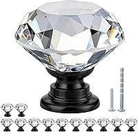 Vista 23 de POZEAN Perillas de gabinete de cristal 30 unidades, perillas para cómoda de 1.57 pulgadas para gabinete, cajón con dos tamaños diferentes