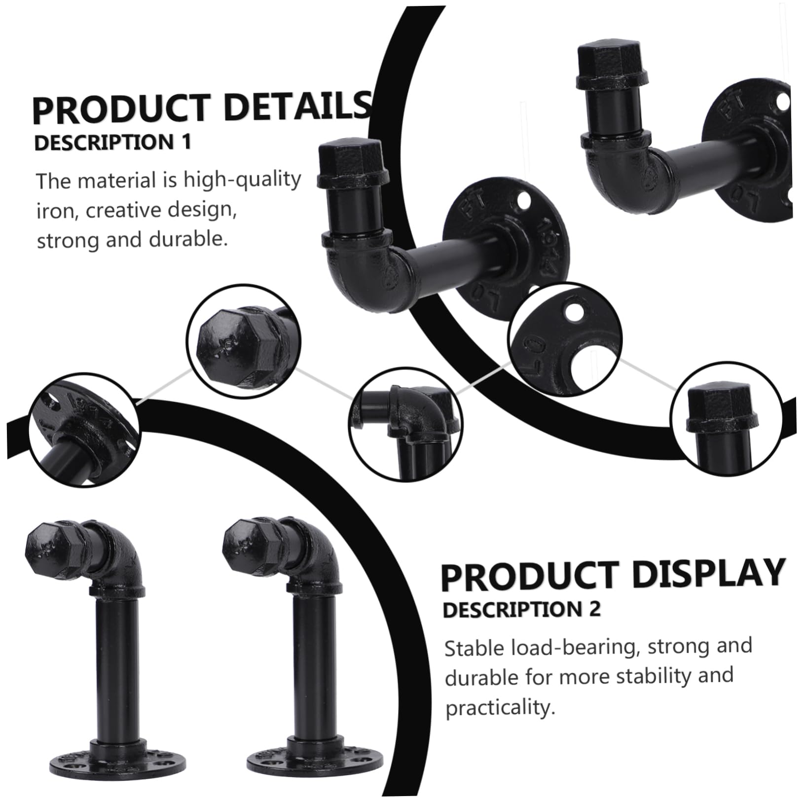 Cabilock 2Pcs Industrial Style Iron Wine Mounted Display Shelf for Home Bar Restaurant Decor Strong and Stylish Wine Bottle Holder Easy to Assemble Wine