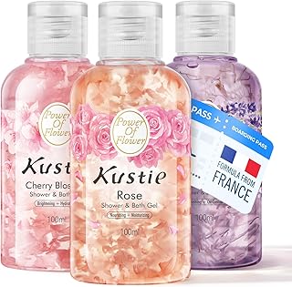 Kustie Set de viaje de gel de baño floral – M...