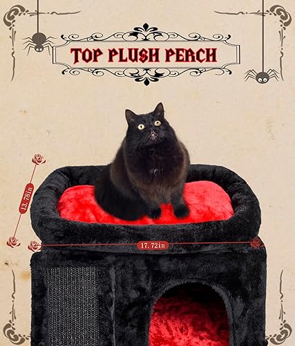 Miniatura 21 de SYANDLVY Árbol pequeño para gatos de interior, torre para gatos con poste rascador, casa de actividades moderna para gatos grandes, condominio