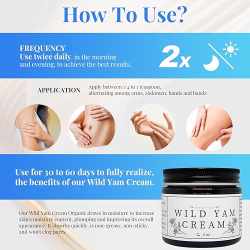 Miniatura 4 de Crema de ñame silvestre, crema de ñame silvestre orgánica para el equilibrio hormonal, sudores nocturnos naturales para hombres y mujeres que