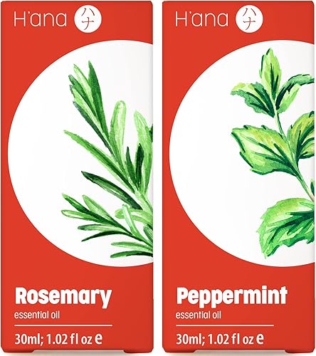 Aceite de romero para el crecimiento del cabello y aceite de menta para el crecimiento del cabello, juego de aceites esenciales 100% puros de grado Aceite de romero para el crecimiento del cabello y aceite de menta para el crecimiento del cabello, juego de aceites esenciales 100% puros de grado