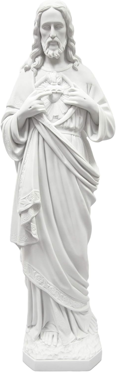 Vittoria Collection 33 Inch Sacred Heart of Jesus Italian Statue Sculpture Made in Italy Indoor Outdoor Garden