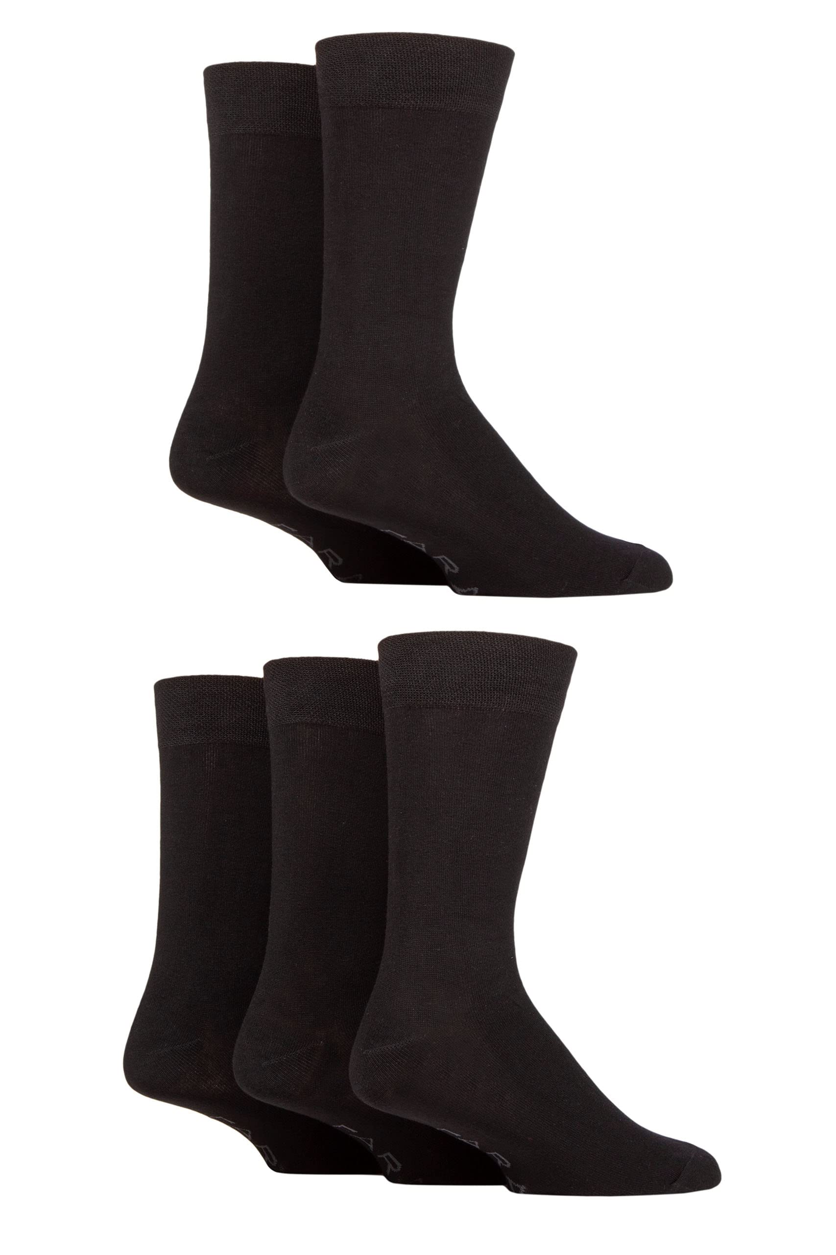 Farah Men's Classic Plain Bamboo Socks Pack of 5 Black/Charcoal Marl 6-11