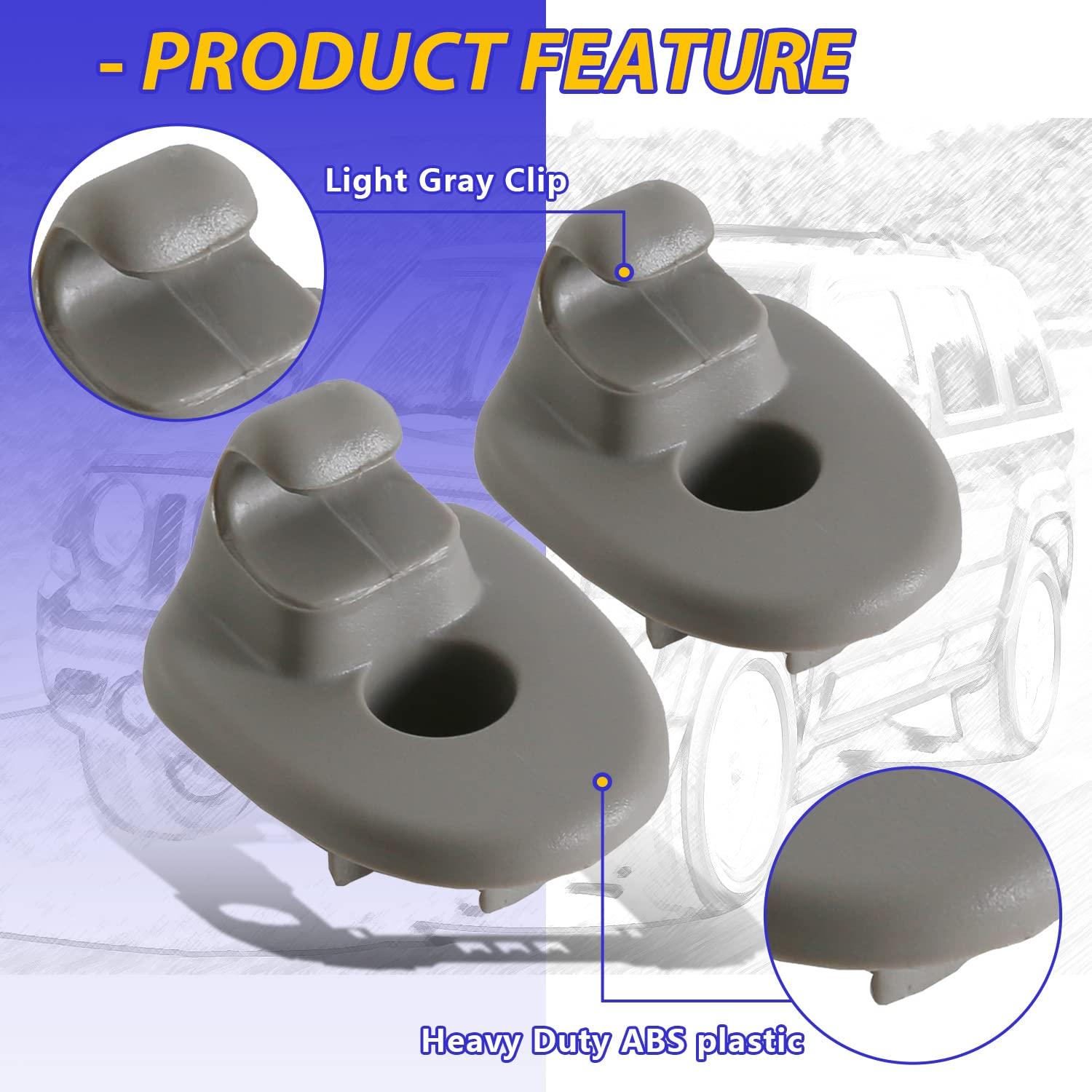 ECOTRIC Sun Visor Clip Replacement Retainer Compatible with 2005-2015 Jeep Liberty & 2008-2012 Dodge Nitro Replacement for 1AR26BD1AA 2PC (2 Packages)