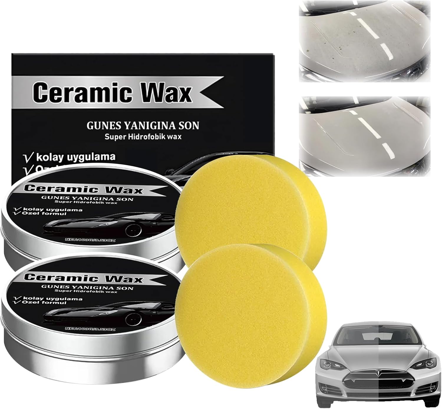 Titanium Ceramic Wax Cream, 2025 Strong Protection Car Coating Polishing Wax, Lasting Vehicle Paint Care, Auto Car Scratch Repair Remover Paste (2pcs)