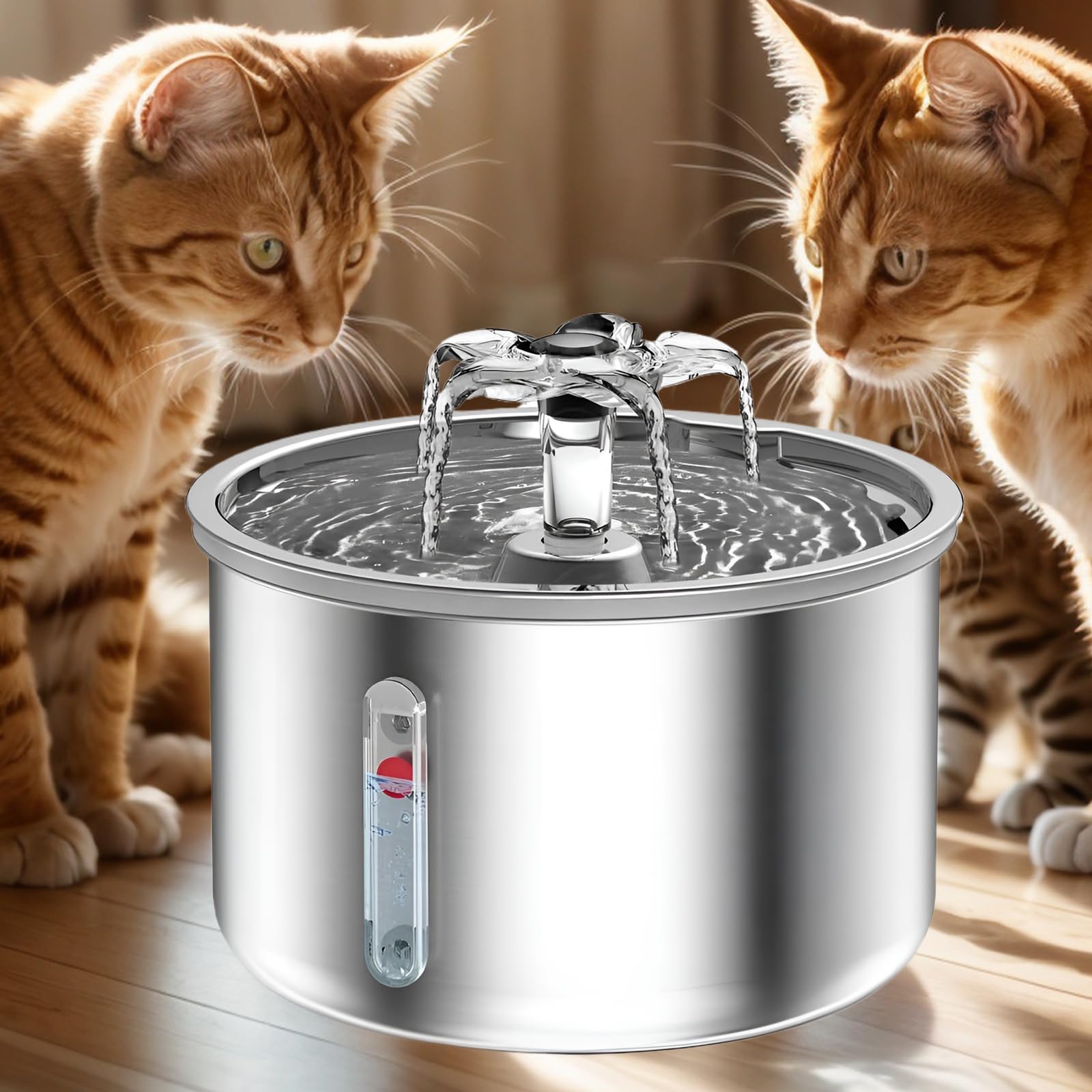 Premium 304 Stainless Steel Pet Water Fountain – Automatic Cat & Dog Water Dispenser with Smart Pump, Ultra-Quiet Design, 2L Large Capacity & Triple Filtration System for Healthier Hydration