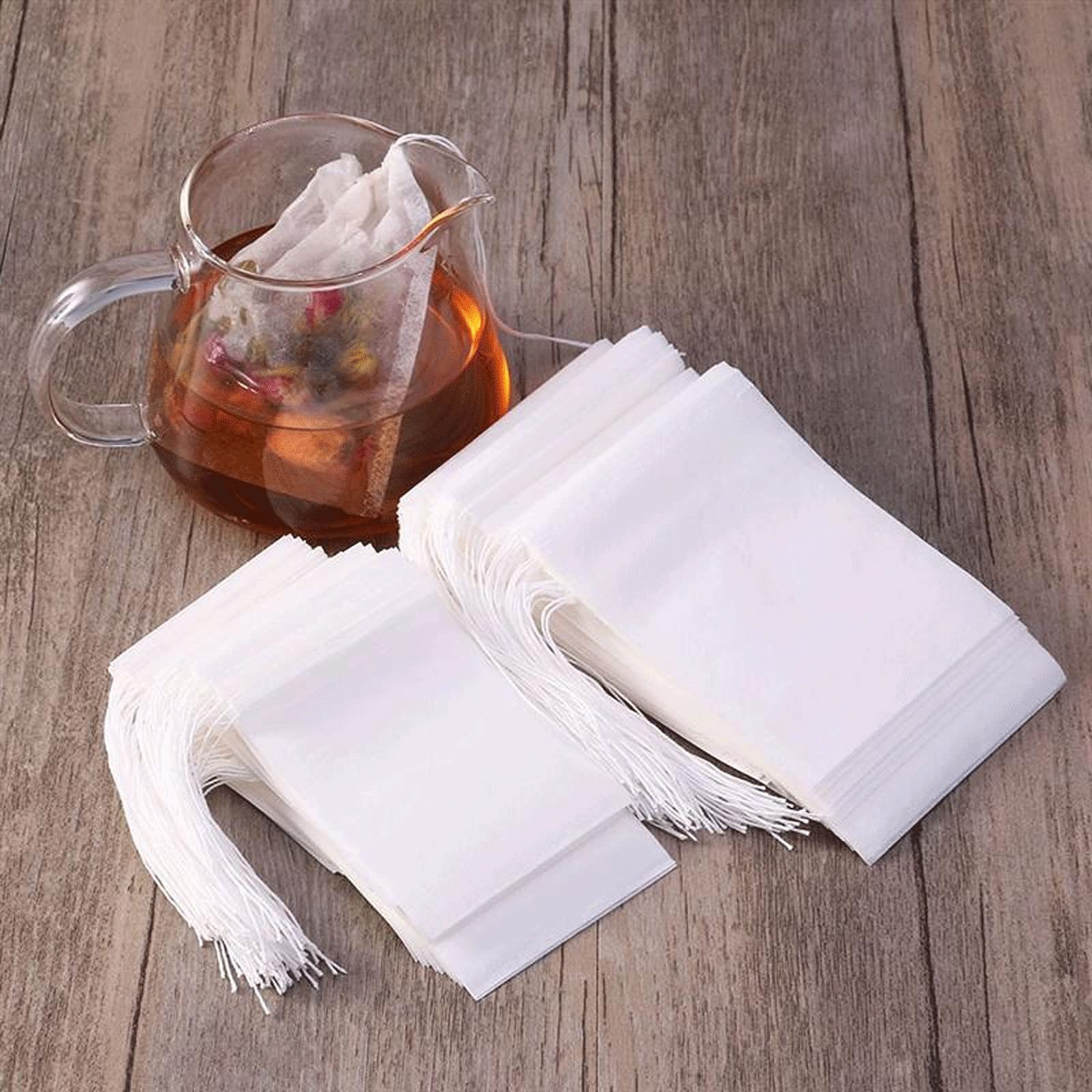 Filtri da tè usa e getta, 100/200/300 bustine da tè usa e getta, per infusore da tè, con chiusura a cordoncino, in tessuto non tessuto per uso alimentare, filtri per spezie (200 pezzi)