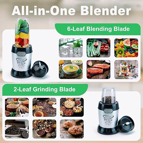 Miniatura 3 de Licuadora de batidos, licuadora personal de 1200 W para batidos, licuadoras para cocina con 2 tazas de viaje de 26 onzas sin BPA, perfecta para