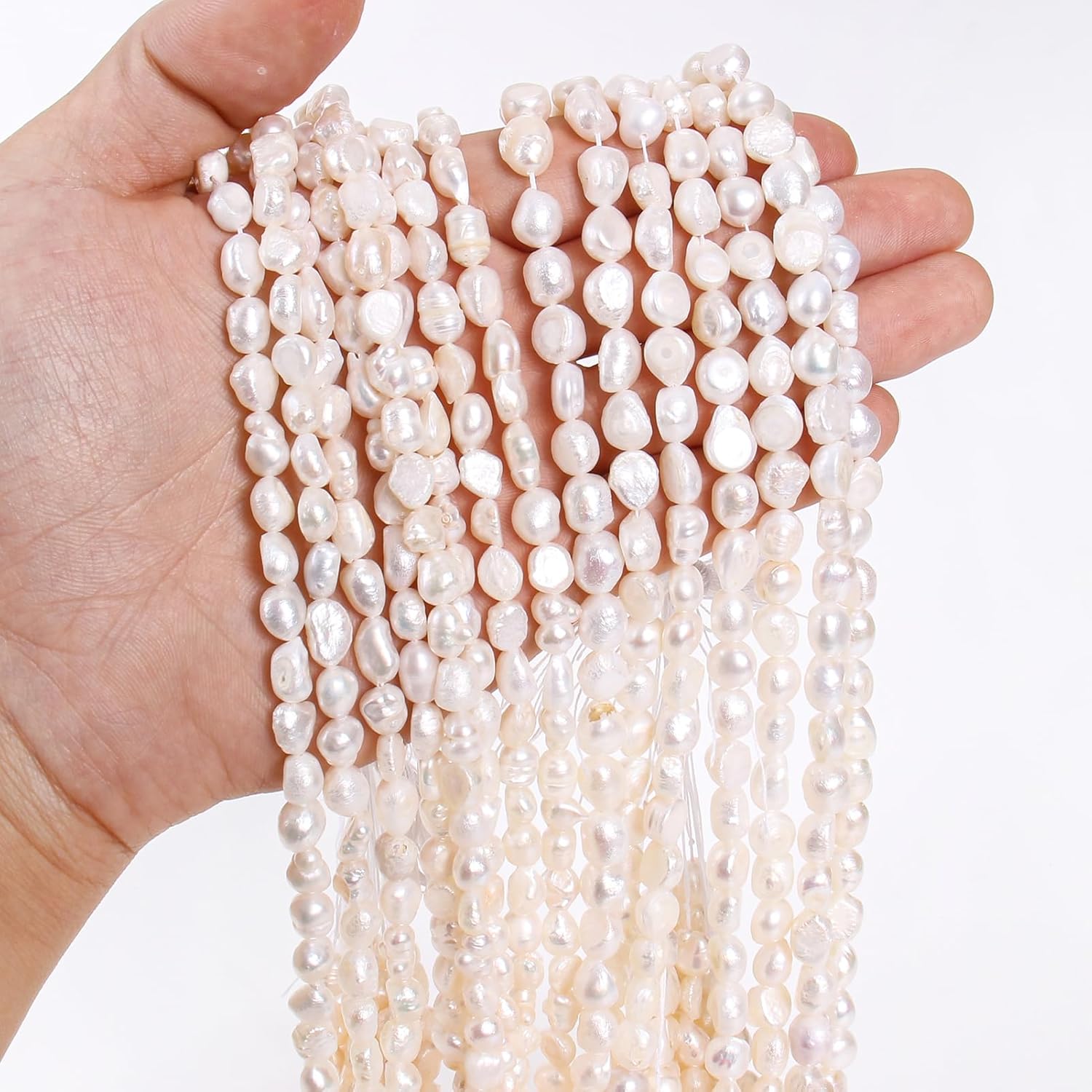 70+ Perles D'eau Douce Naturelles Blanches 4.5 Mm - Rondes Pour Création De Bijoux