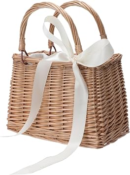 Handwoven Rattan Bag Decorative Basket Storage Basket Straw Woven Tote Home Decor Beach Travel