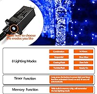 Vista 43 de Guirnalda de luces de Halloween extensible de 200 LED de color morado, extralarga de 82 pies, para interiores y exteriores, 8 modos de iluminación