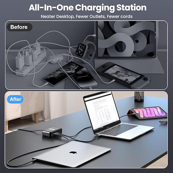 USB C Charger Block 600W 8 Port GaN3 Fast Charging Station Compatible with Laptop,ipad, iPhone 16/15/14/13 /12 Pro Max Fast Charge Pixel Note MacBook Pro/Air USB C Charger for Android