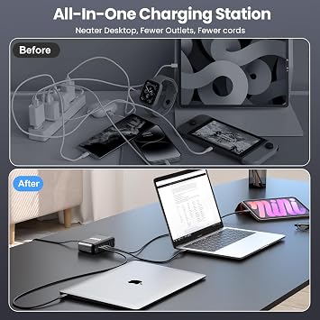 USB C Charger Block 600W 8 Port GaN3 Fast Charging Station Compatible with Laptop,ipad, iPhone 16/15/14/13 /12 Pro Max Fast Charge Pixel Note MacBook Pro/Air USB C Charger for Android