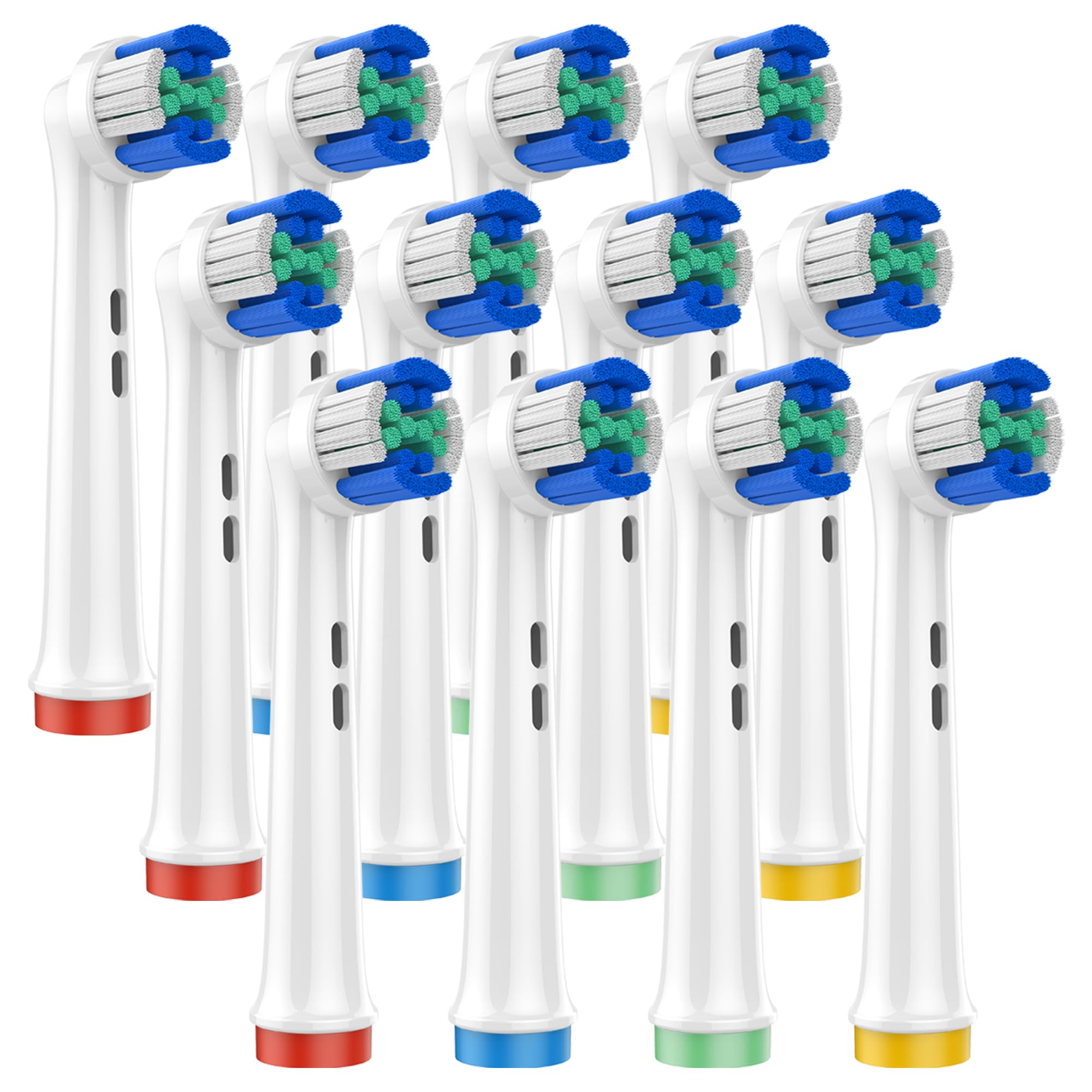 Replacement Toothbrush Heads with Precision Cleaning 12 Pack with Color-Coded Rings for Family Compatible with Oral-B Braun Fits