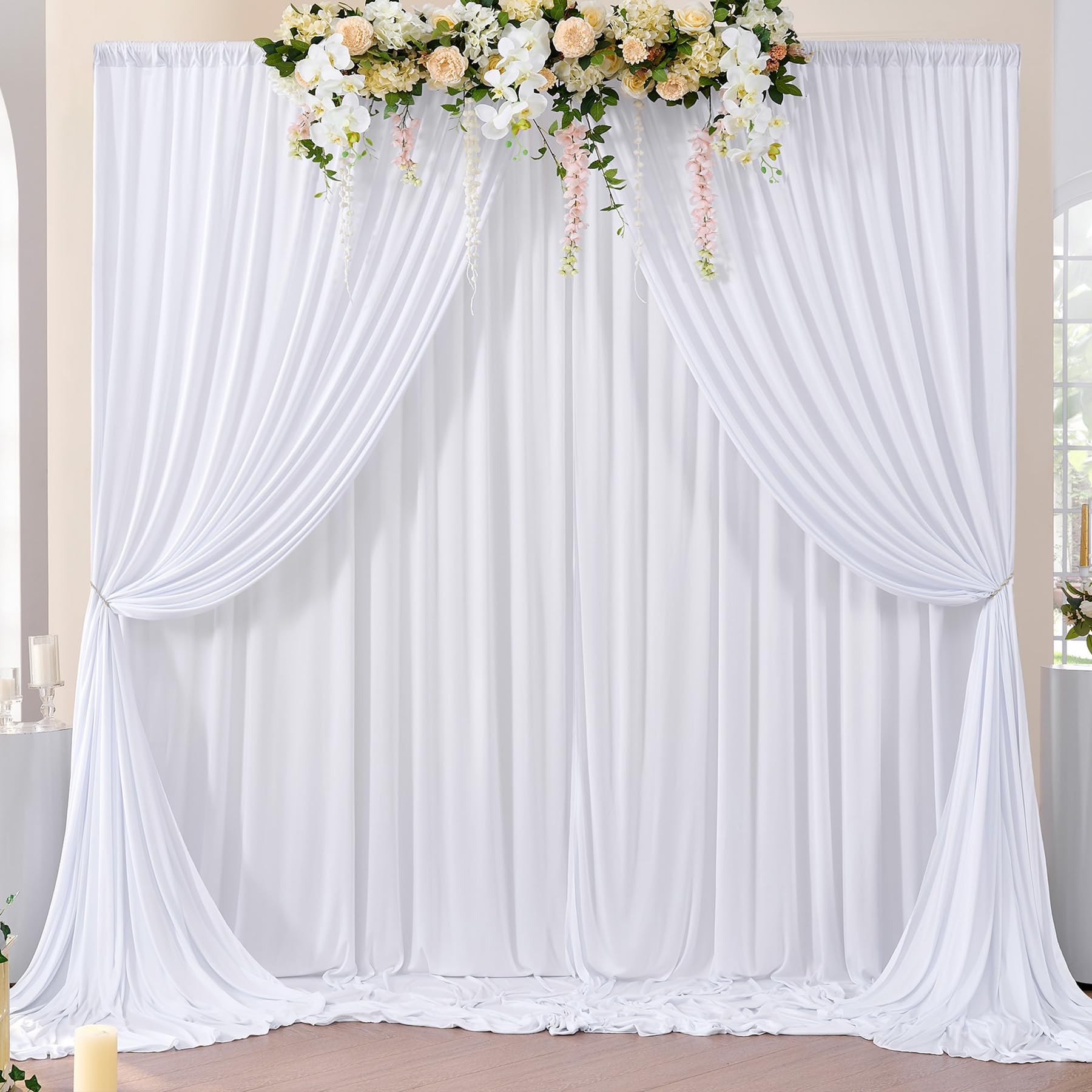 White Window Curtain Floral Pregnant Women Wedding Birthday Portrait R Photo Backdrop Studio
