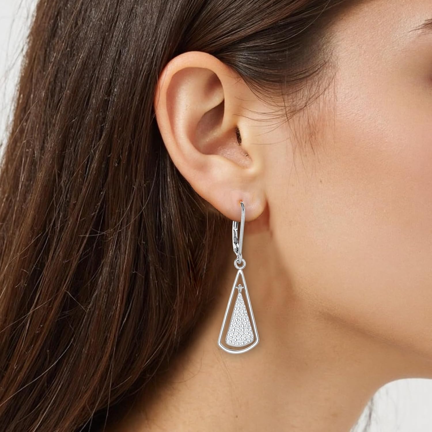 Hypoallergenic Silver Leverback Earrings for Women, Sparkly Teardrop Dangle Earrings, Lightweight, Tarnish-Resistant, Nickel-Free, Perfect for Work, Parties & Gifts - Image 2