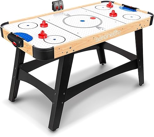 Miniatura 7 de SereneLife 58in Powered Air Hockey Table Upgraded 700mA 12v 2X Powerful Motor, 4 Player 4 Pucks 2 Pushers, Full-Size Arcade Style, Inline Power Azul