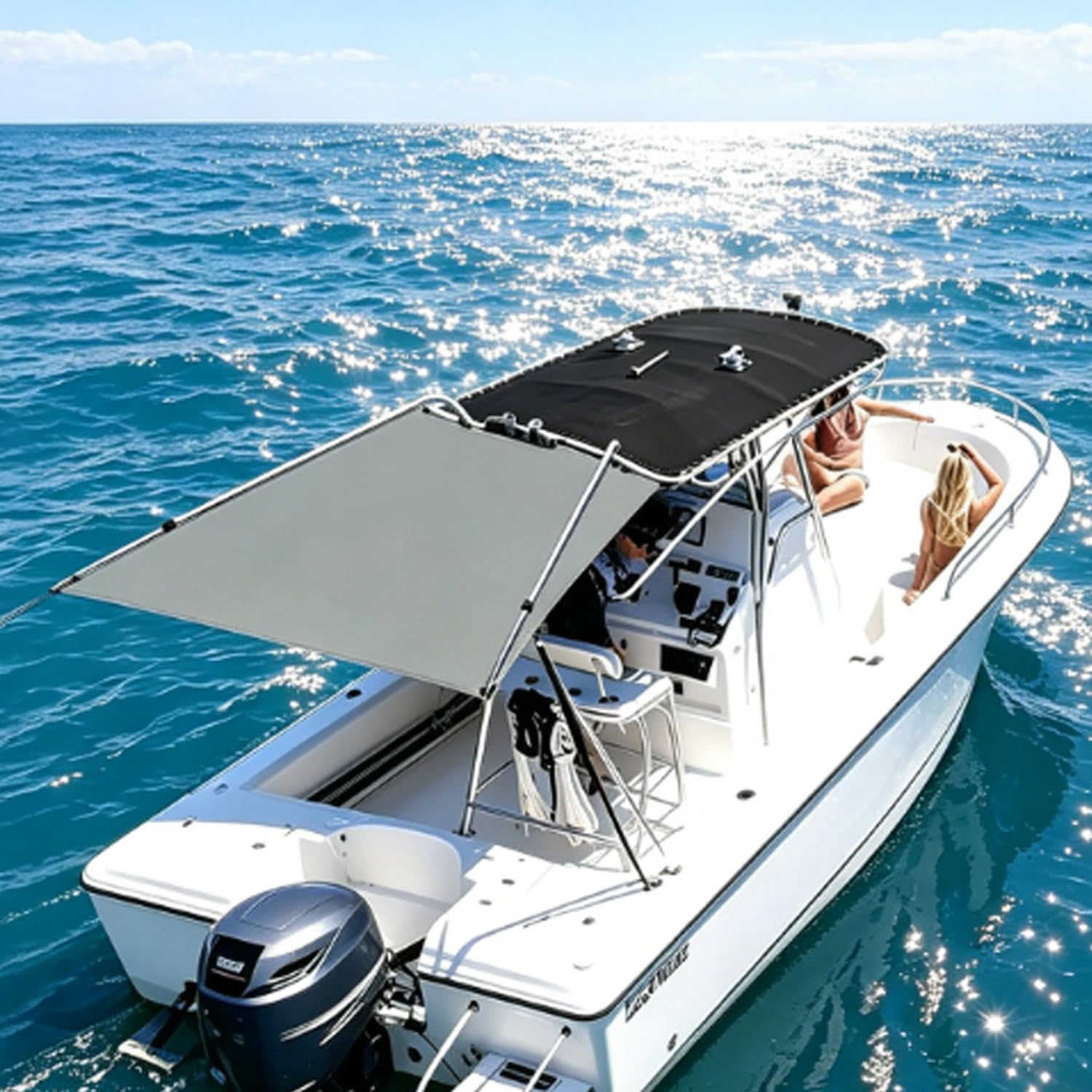 T-Top Boat Shade Kit Yacht T-Top Canopy Extension Extender Sun Shade Easy Install Extend Shaded (70"x82"x59")