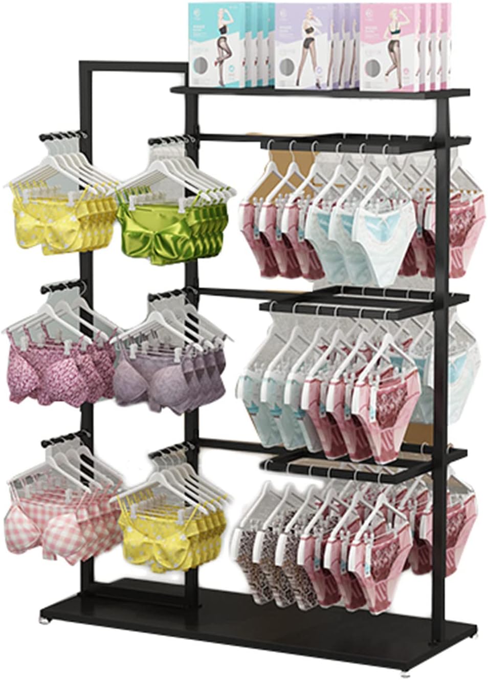 Clothing Store Tidy Rails Lingerie Store Shorts Display Stand,Floor Standing Sock Gloves Ornament Organizer Underwear Organizer Hanger,Multifunctional Tank Tops,Black