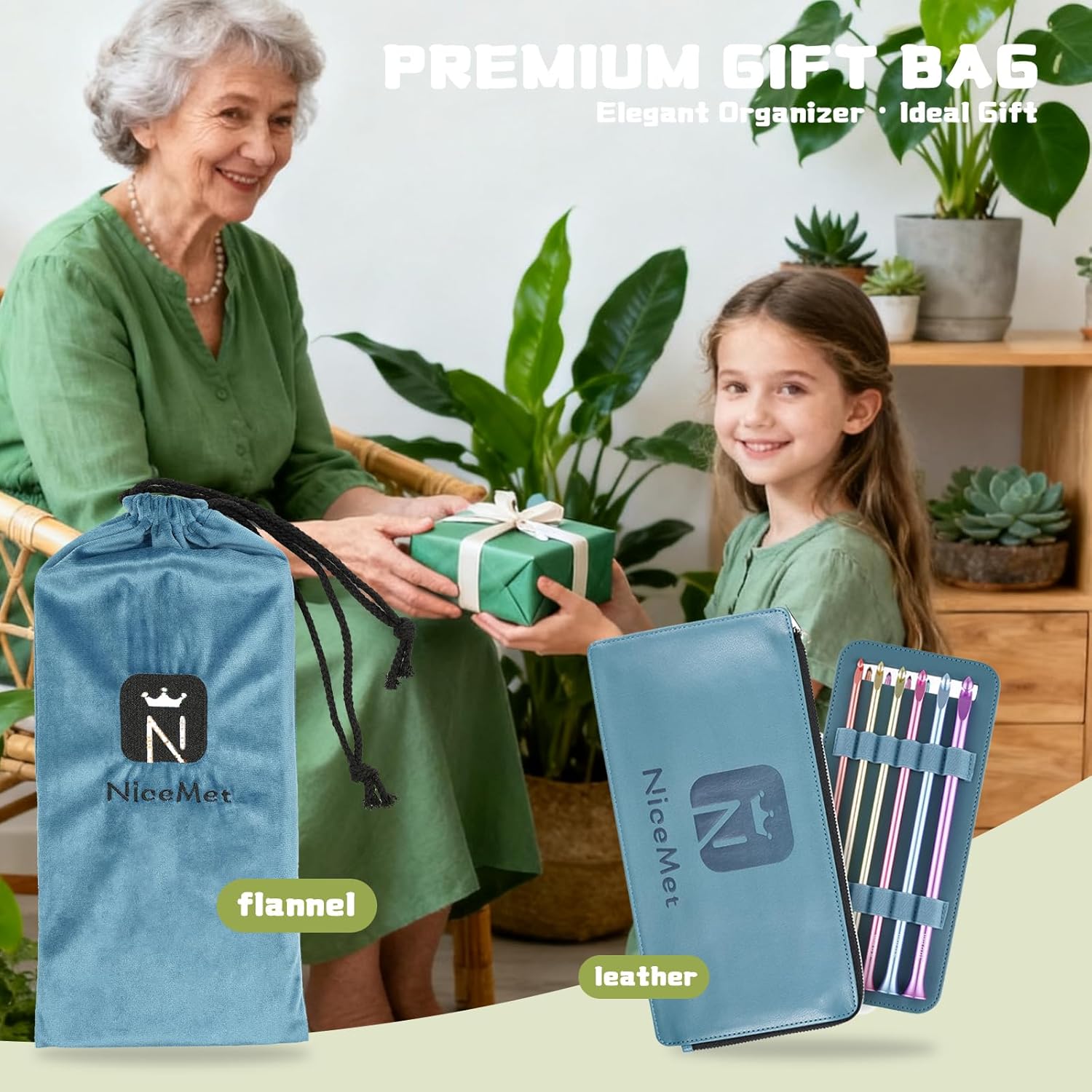 12-Piece Extra Long Tunisian Afghan Crochet Hooks Set, 9.5-Inch (24cm) Crochet Hook Ergonomic, Sizes US 2.5-15 (3mm-10mm), with Leather Case for Crocheting