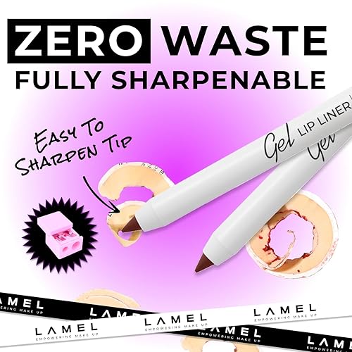 Miniatura 3 de Lamel Lápiz delineador de labios de gel mate, textura ligera y cremosa, afilable, de larga duración y resistente al agua, acabado altamente