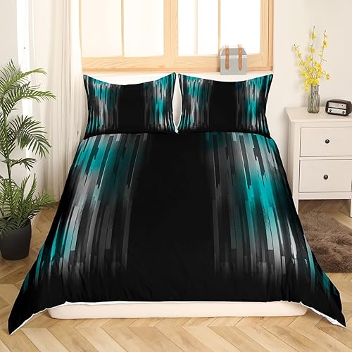 Miniatura 10 de Feelyou Juego de funda de edredón con efecto degradado para niños y niñas, color negro, gris y blanco, juego de funda de edredón para decoración de