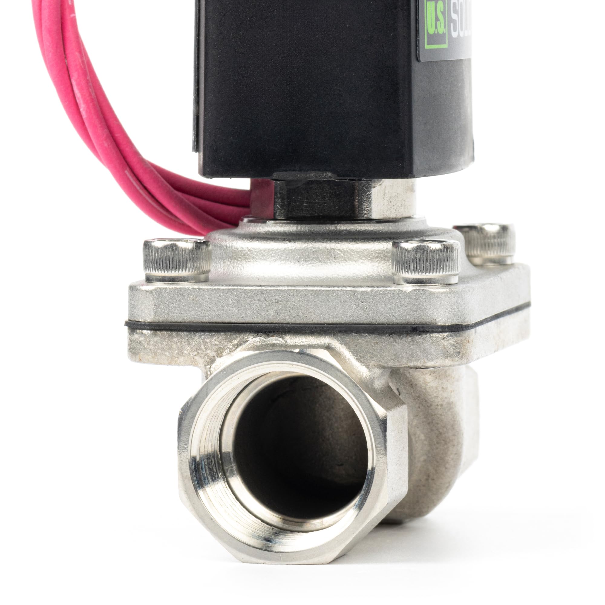 U.S. Solid Elettrovalvola in acciaio inox 3/4" G – 220V AC, normalmente chiusa, guarnizione VITON, uscita cavo volante