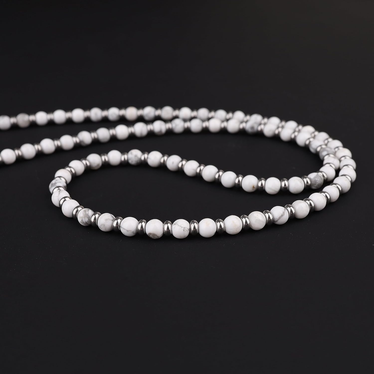 COAI Women's Men's Stone Beaded Necklace, Turquoise Necklace/Onyx Necklace/Howlite Necklace