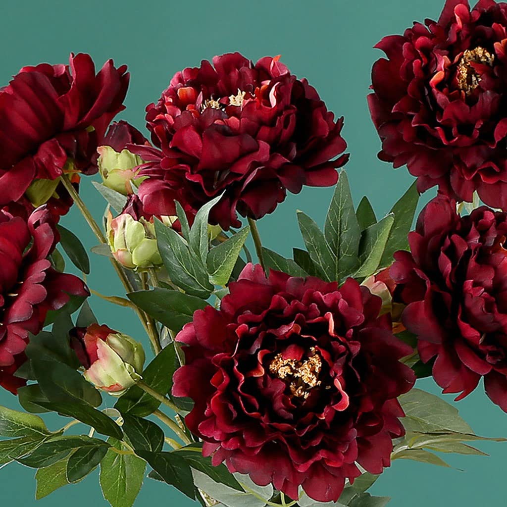 Künstliche Blumen Pfingstrose Künstliche Blumen Einfache 6 Köpfe Blumenstrauß mit High End Keramik Vase Set Hochzeit Party Braut Heimtischdekoration Künstliche Blumen wie Echt (Color : C)