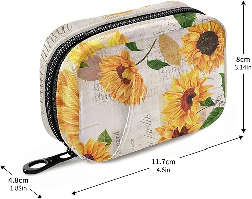 Miniatura 3 de xigua Pastillero de girasol para 7 días de viaje, caja organizadora de píldoras con cierre de cremallera para vitaminas, medicamentos y suplementos