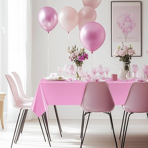 Miniatura 6 de Mantel rectangular de la serie rosa y naranja, 4 piezas, 54 x 72 pulgadas, color sólido, impermeable y a prueba de derrames, mantel de plástico