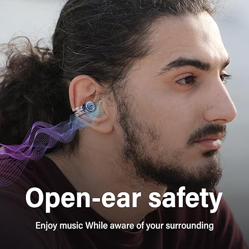 Miniatura 3 de Auriculares de oído abierto inalámbricos Bluetooth con clip Bluetooth auriculares de entrenamiento para hombres, estuche de carga de 56 horas IPX5