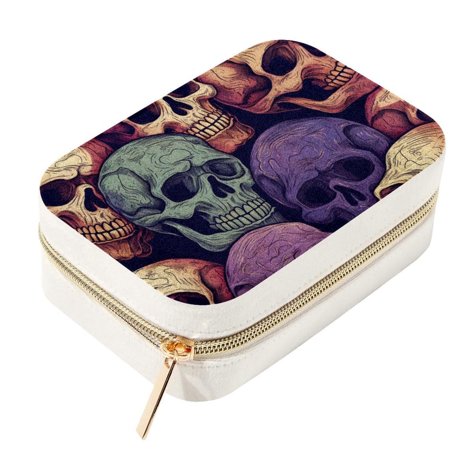 Boîte à bijoux portable crâne pour organiser vos bagues et bracelets en week-end et vacances