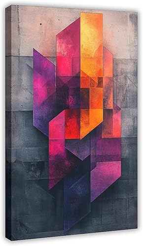 Vibrant Retro-Futuristic Botanical Art Print  Complex Geometric Cyber Nature Design  Home Decor Poster Print Decorative Painting Canvas Wall Art